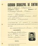 Registo de matricula de velocipedista em nome de Manuel Leitão Baleia, morador em Lameiras, com o nº de inscrição 1987.