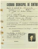 Registo de matricula de velocipedista em nome de João dos Santos Tomás, morador na Abrunheira, com o nº de inscrição 1112.