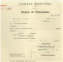 Registo de velocípede de marca Champion, com o nº 2651, em nome de Manuel Alexandre, morador em Odrinhas.