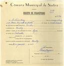 Registo de velocípede de marca Azur, com o nº 6846, em nome de António Luís, morador em Queluz.