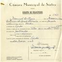 Registo de velocípede de marca Vilar com motor Cuciolo, com o nº 5861, em nome de Manuel António, morador em Linhó.
