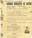 Registo de matricula de velocipedista em nome de Inácio Noriega Y de La Borbolla, morador na Praia das Maçãs, com o nº de inscrição 3328.