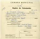 Registo de velocípede de marca Peugeot, com o nº 3597, em nome de Francisco Rodrigues, morador em Pero Pinheiro.