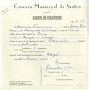 Registo de velocípede de marca Caravela, com o nº 5657, em nome de Hermínio Francisco, morador em Banzão.