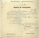 Registo de velocípede com o nº 800, em nome de Cipriano Rodrigues, morador em Almograve.