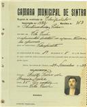 Registo de matricula de velocipedista em nome de António Luís Pedro, morador em Vila Verde, com o nº de inscrição 1832.