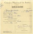 Registo de velocípede de marca Raio, com o nº 6293, em nome de Veríssimo Afonso Gonçalves, morador em Penedo.