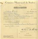 Registo de velocípede de marca Cicles, com o nº 6529, em nome de Estevão dos Santos, morador em Rua General Alves Roçadas nº 4, Sintra.
