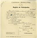Registo de velocípede de marca La Guide, com o nº 2406, em nome de Eduardo Luís Sales Henriques Vasconcelos Neves, morador em Rua Conde Almeida Araújo, Queluz.