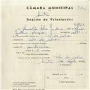 Registo de velocípede com o nº 4378, em nome de Manuel da Silva Justino, morador em Vale de Lobos.