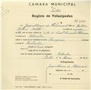 Registo de velocípede de marca Champion, com o nº 2385, em nome de Jaquellinne do Nascimento, moradora em Bolembre.