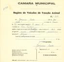 Registo de um veiculo de quatro rodas tirado por dois animais de espécie muar destinado a transporte de mercadorias em nome de Joaquim Simões, morador em Pero Pinheiro.