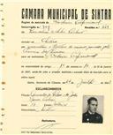Registo de matricula de cocheiro profissional em nome de Laurentino da Silva Pacheco, morador em Sintra, com o nº de inscrição 709.