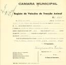 Registo de um veiculo de duas rodas tirado por dois animais de espécie cavalar destinado a transporte de mercadorias em nome de Edwin Von Loehr, morador na Quinta da Balsa na Ribeira de Sintra.