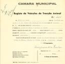 Registo de um veiculo de duas rodas tirado por dois animais de espécie cavalar destinado a transporte de mercadorias em nome de Edwin Von Loehr, morador na Quinta da Balsa na Ribeira de Sintra.