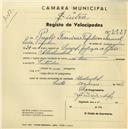 Registo de velocípede com o nº 2527, em nome de Paulo Ferreira Tafulo, morador em Alcolombal.