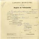 Registo de velocípede com o nº 2854, em nome de Guilherme Manuel Domingos, morador em Bolelas.