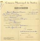 Registo de velocípede de marca Champion, com o nº 6579, em nome de Isabel B. Fernandes, moradora em Galamares.