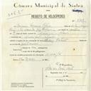 Registo de velocípede de marca Sterling, com o nº 5137, em nome de Joaquim Sequeira Félix, morador em Mucifal.