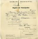 Registo de velocípede de marca Champion, com o nº 1679, em nome de Cremilde Pinto Guimarães, moradora em Tala.