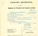 Registo de um veiculo de duas rodas tirado por um animal de espécie cavalar destinado a transporte de mercadorias em nome de António Joaquim da Silva Vistas, morador em Pero Pinheiro.