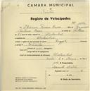 Registo de velocípede de marca Royal, com o nº 1142, em nome de Etelvino Ferreira Barra, morador em Alcolombal.