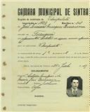 Registo de matricula de velocipedista em nome de José Luciano Marques Quaresma, morador na Terrugem, com o nº de inscrição 1728.