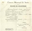 Registo de velocípede de marca Vitória, com o nº 9344, em nome de Francisco Assunção Paulo, morador em Azenhas do Mar.