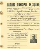 Registo de matricula de velocipedista em nome de António Augusto Camacho Gonçalves, morador em Colares, com o nº de inscrição 3070.