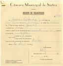 Registo de velocípede de marca Cuciolo, com o nº 7392, em nome de António Palhinhas Martins, morador em Belas.