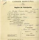 Registo de velocípede de marca Flecha, com o nº 2152, em nome de Herculano Fernandes Leiria, morador em Massamá.