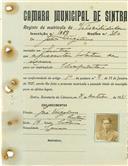 Registo de matricula de velocipedista em nome de João Virgolino, morador em Sintra, com o nº de inscrição 1068.