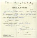 Registo de velocípede de marca Nacional, com o nº 8211, em nome de José Luís Gomes Dias, morador em Oulela, Sabugo.