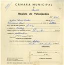 Registo de velocípede de marca Peugeot, com o nº 3728, em nome de José Luís Coelho, morador em Cabriz.