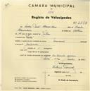 Registo de velocípede de marca Nacional, com o nº 2551, em nome de Dália Pinto Bernardino, moradora em Sintra.