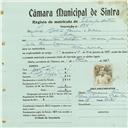 Registo de matricula de velocipedista em nome de Luís Horta Faria e Silva, morador em Sintra, com o nº de inscrição 756.