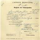 Registo de velocípede com o nº 2558, em nome de Manuel Gaspar Júnior, morador em Cortegaça.