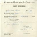 Registo de velocípede de marca Olympique, com o nº 4808, em nome de Luís Correia Alenquer, morador em S. Pedro de Sintra.