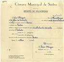 Registo de velocípede de marca Cimal, com motor Pachancho, com o nº 10046, em nome de João Marques, morador em Queluz.