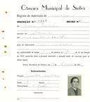 Registo de matricula de carroceiro em nome de Maria Eulália, moradora em Alvarinhos, com o nº de inscrição 1947.