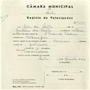 Registo de velocípede com o nº 5280, em nome de João dos Santos, morador em Albarraque.