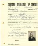 Registo de matricula de velocipedista em nome de Augusto Lourenço, morador em Sintra, com o nº de inscrição 2042.