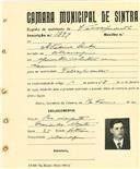 Registo de matricula de velocipedista em nome de Adelino Santos, morador em Albarraque, com o nº de inscrição 1897.