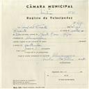 Registo de velocípede com o nº 4315, em nome de Américo Duarte, morador em Almoçageme.