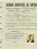 Registo de matricula de velocipedista em nome de Manuel Roque, morador em Bolelas, com o nº de inscrição 935.