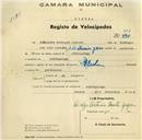Registo de velocípede de marca Flecha, com o nº 323, em nome de Guilherme Domingos Jacinto, morador em Aldeia Galega.