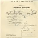 Registo de velocípede de marca Stark, com o nº 24, em nome de Lino Manuel Inácio, morador em Fação.