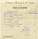 Registo de velocípede de marca Garante, com o nº 8246, em nome de Luís Lains de Sá, morador em Queluz.
