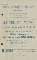 Programa de espetáculos com a participação do tenor Tito Schipa e do pianista Federico Longás.