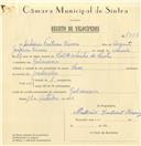 Registo de velocípede de marca Saches, com o nº 7358, em nome de António Frutuoso Biscaia, morador em Galamares.